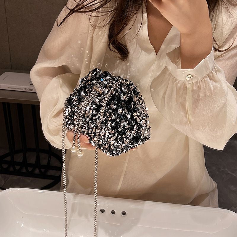 Aiké Éclat Sequin Drawstring Bucket Bag