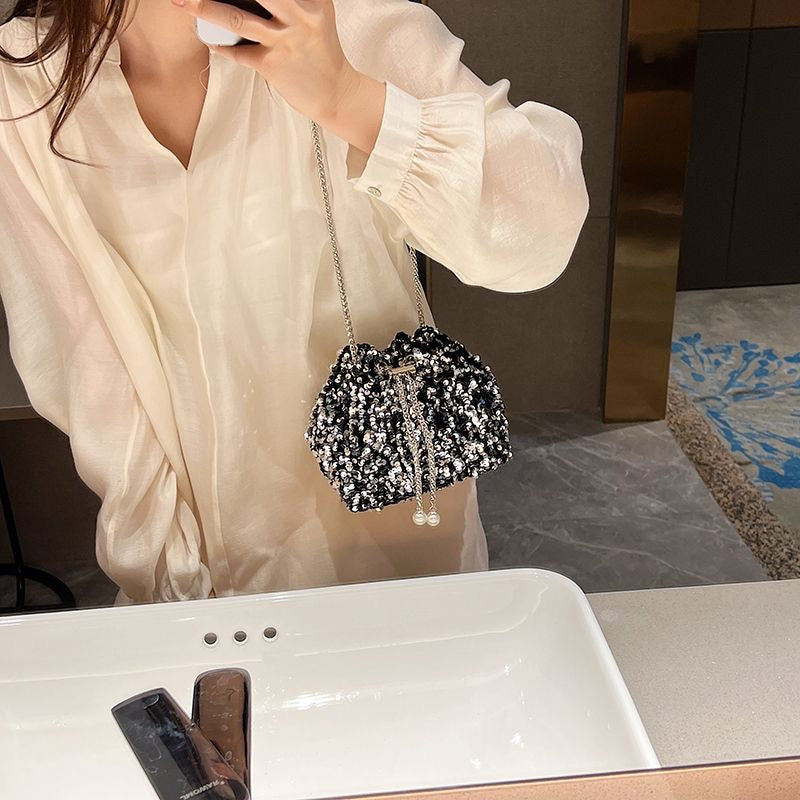 Aiké Éclat Sequin Drawstring Bucket Bag
