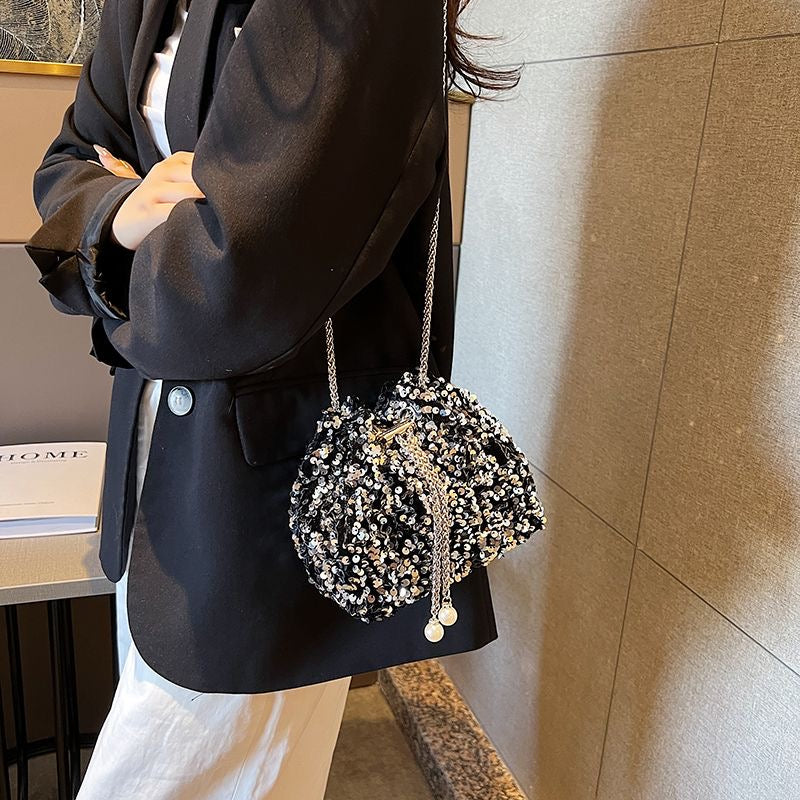 Aiké Éclat Sequin Drawstring Bucket Bag