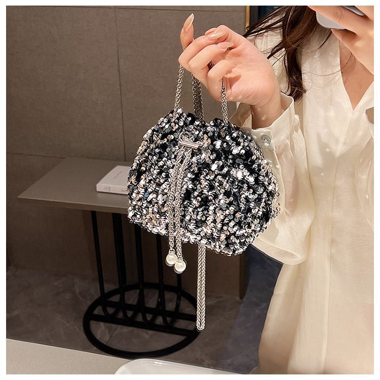 Aiké Éclat Sequin Drawstring Bucket Bag