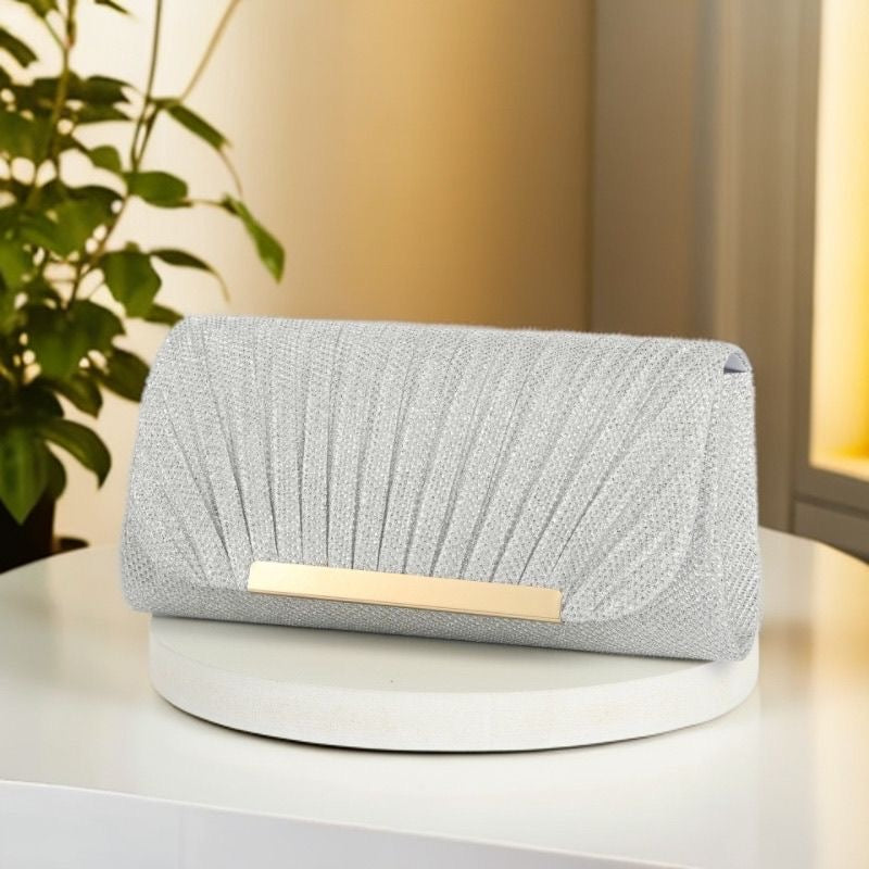 Aiké Lumière Pleated Glitter Envelope Clutch