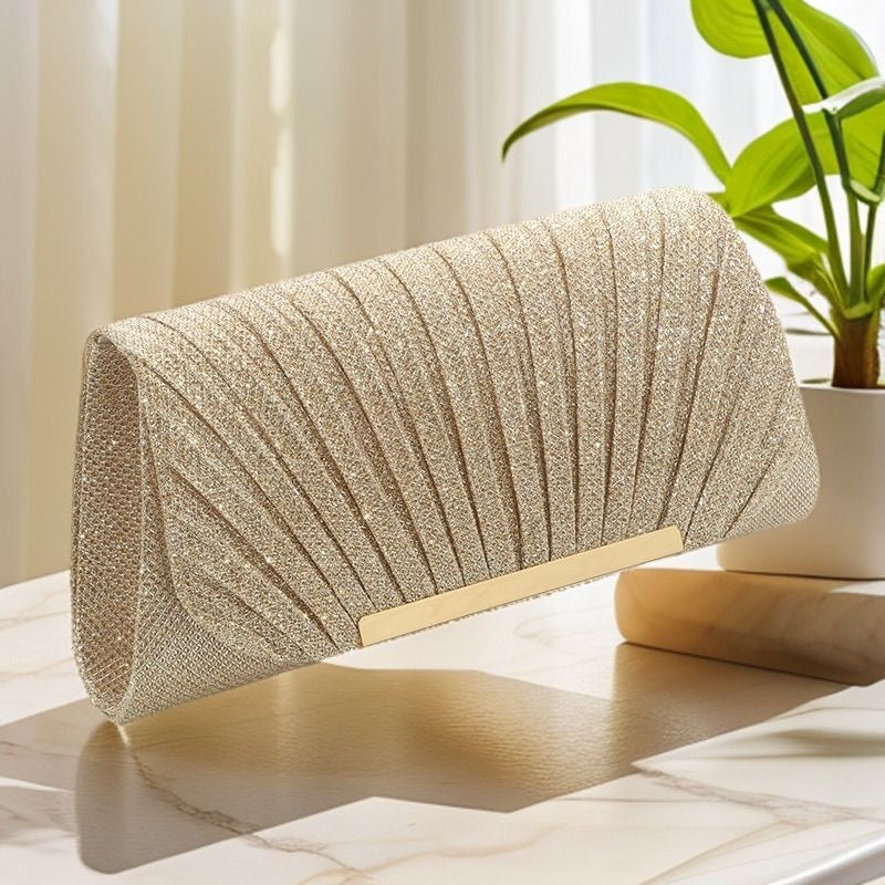Aiké Lumière Pleated Glitter Envelope Clutch