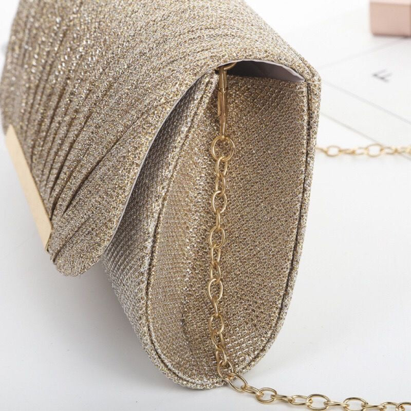 Aiké Lumière Pleated Glitter Envelope Clutch