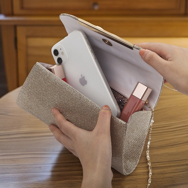 Aiké Lumière Pleated Glitter Envelope Clutch