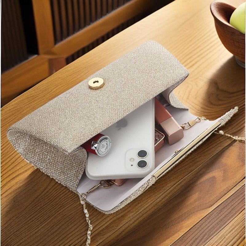 Aiké Lumière Pleated Glitter Envelope Clutch