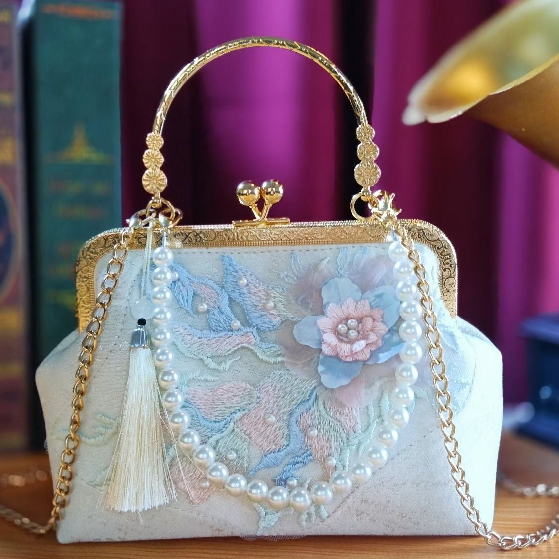 Aiké Séraphine Embroidered Floral Frame Bag