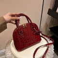 Aiké Coquille Mini Croc-Embossed Dome Bag