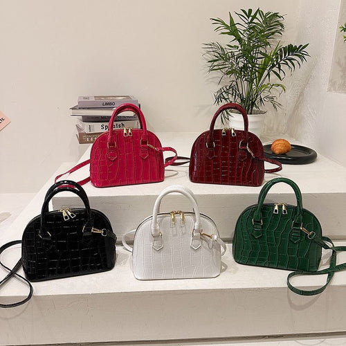 Aiké Coquille Mini Croc-Embossed Dome Bag